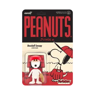 Super7 Peanuts ReAction Action Figure Wave 5 - Baseball Snoopy "Multicolor"
