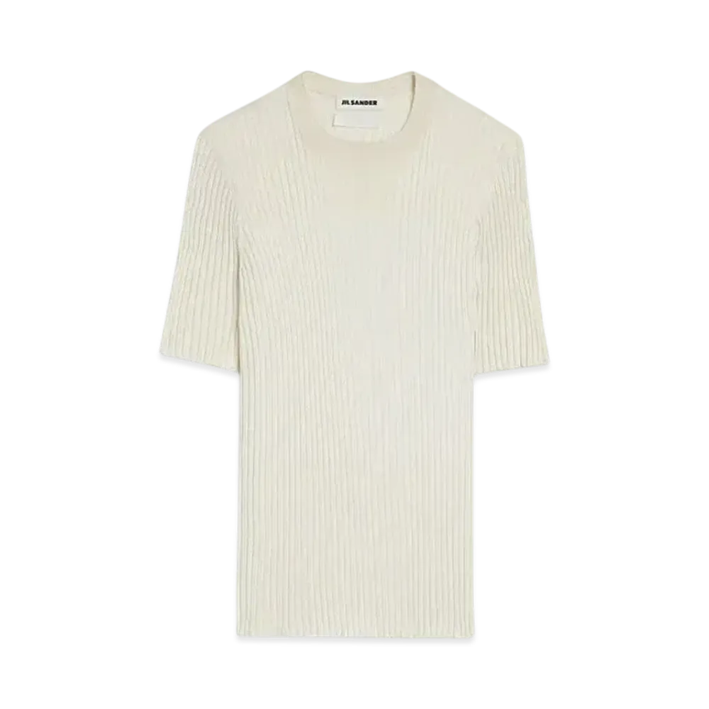 Jil Sander Women's Silk Crew-Neck T-Shirt "Eggshell"