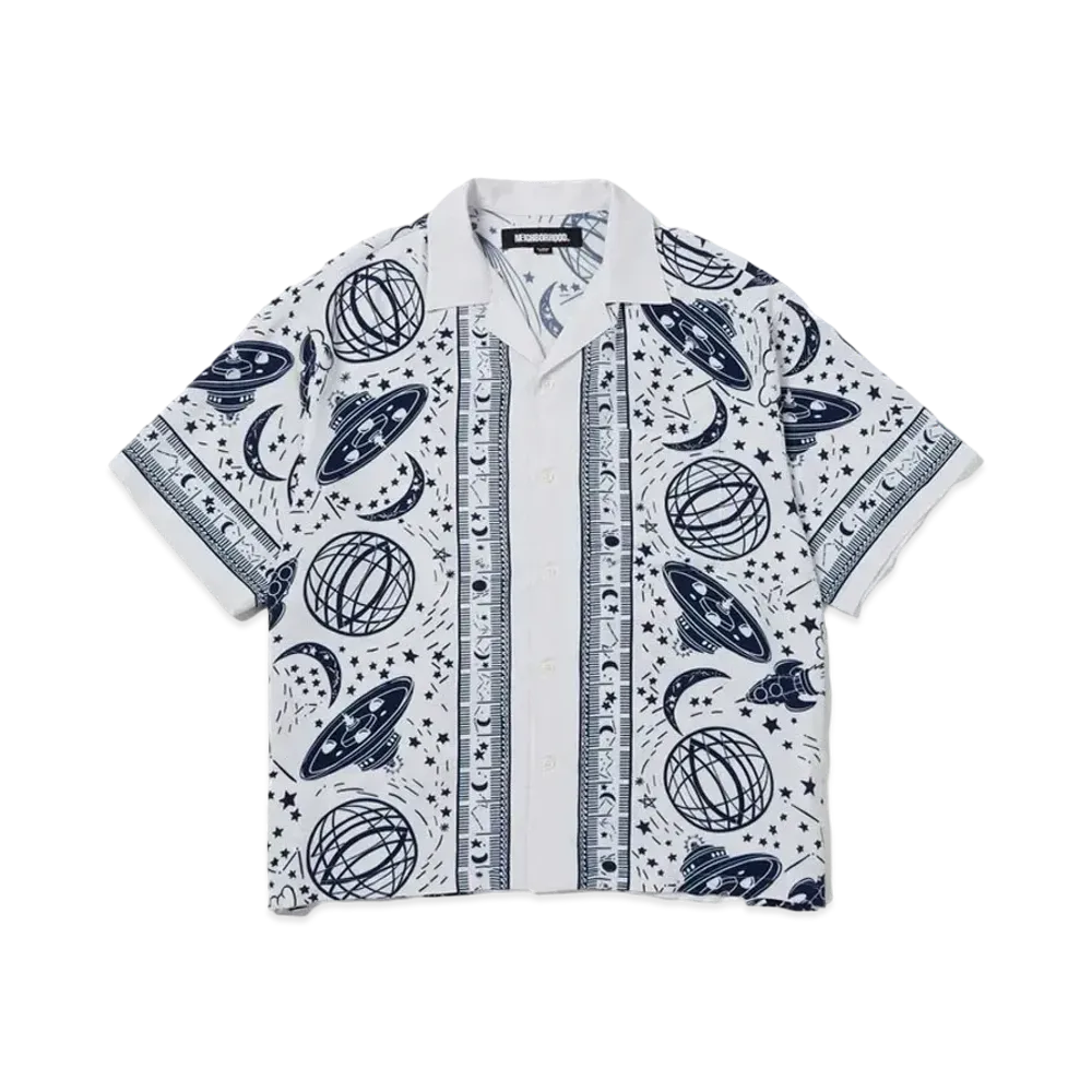 NEIGHBORHOOD Cosmic Hawaiian Shirt SS "White x Navy"