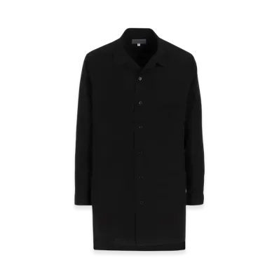 Yohji Yamamoto POUR HOMME Chain Stitch Broad Open Collar Blouse "Black"