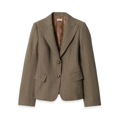 Burberry Women's Mouline Wool Tailored Jacket "Coffee Brown Melange"