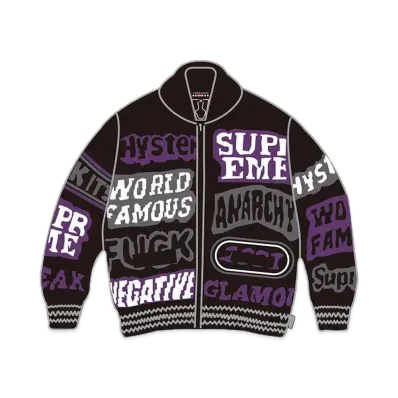 Supreme x HYSTERIC GLAMOUR Logos Zip Up Sweater "Black"