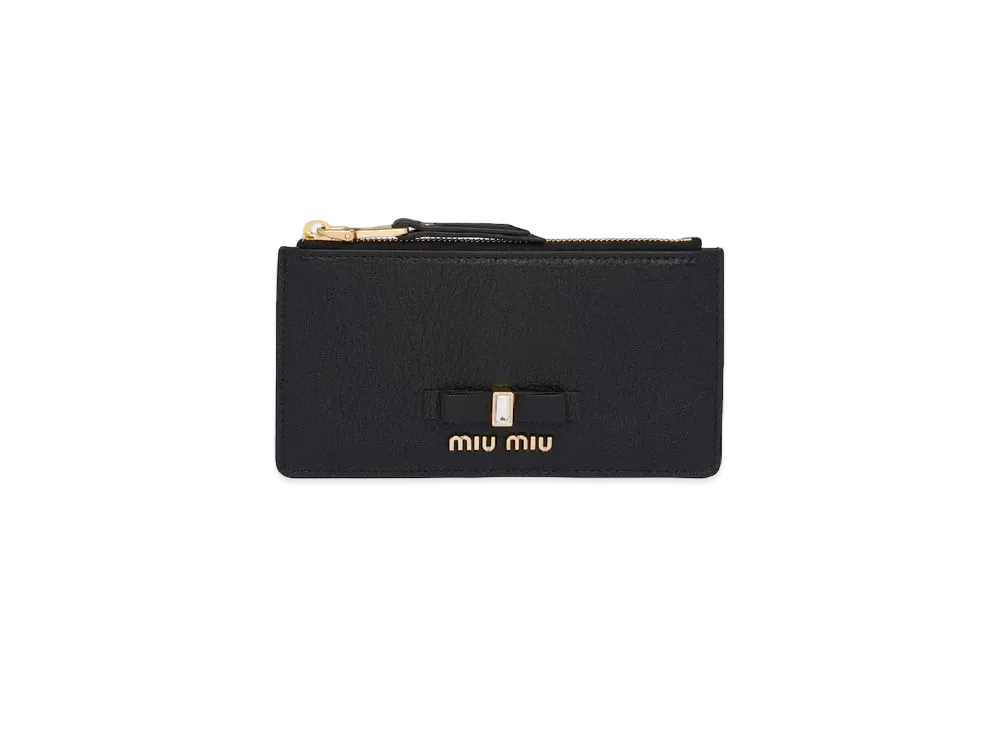 MIU MIU Madras Leather Card Case "Black"