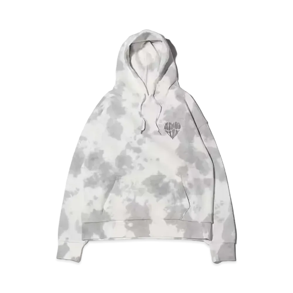 atmos pink Heart Logo Print Tie-Dye Hoodie "Gray"