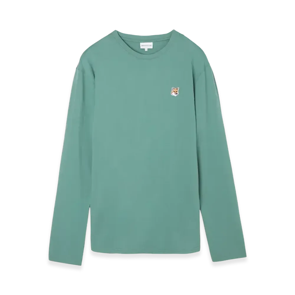 Maison Kitsune Fox Head Patch Regular Long Sleeve T-Shirt "Teal Gray"