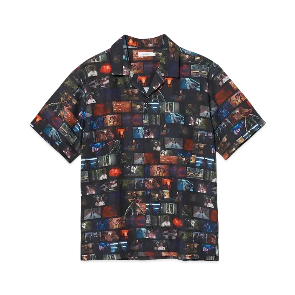 graniph x Stranger Things Pattern Open Collar Shirt "Black"