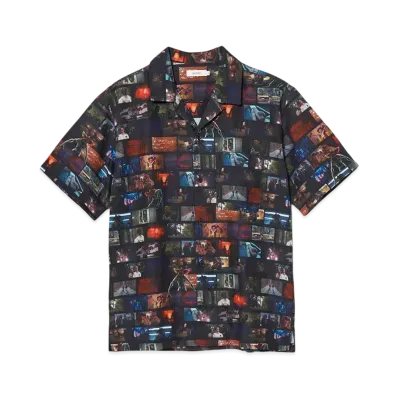 graniph x Stranger Things Pattern Open Collar Shirt "Black"