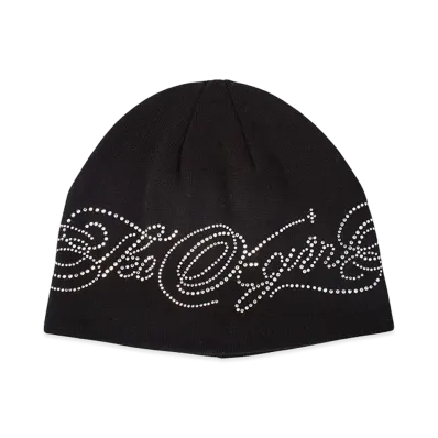 X-Girl Women's Rhinestone Decorative Script Logo Beanie "Black"