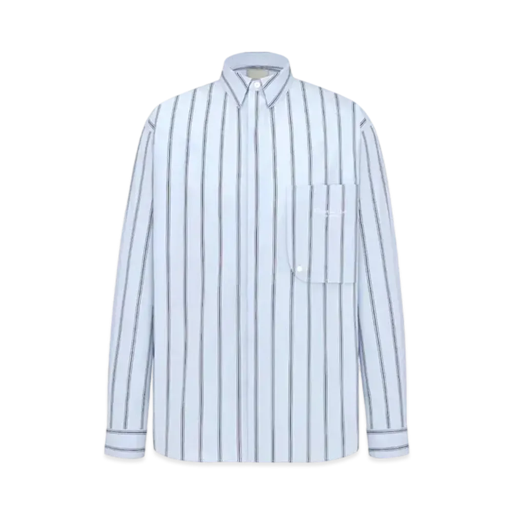 Dior Christian Dior Couture Embroidery Shirt Striped Cotton "Blue"