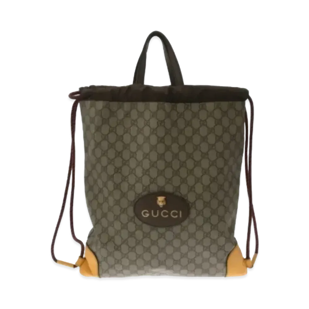 GUCCI GG Supreme Drawstring Backpack Rucksack "Brown"