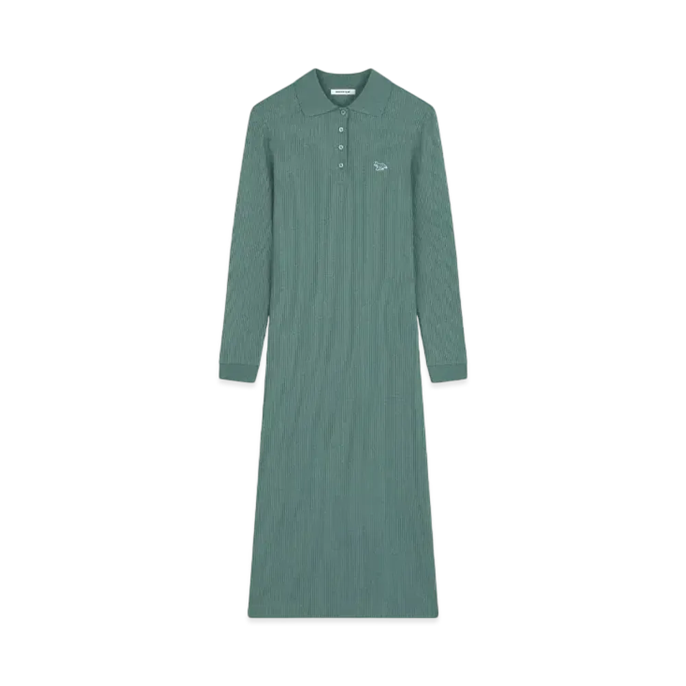 Maison Kitsune Fine Rib Long Polo Dress "Evergreen"