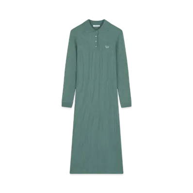 Maison Kitsune Fine Rib Long Polo Dress "Evergreen"