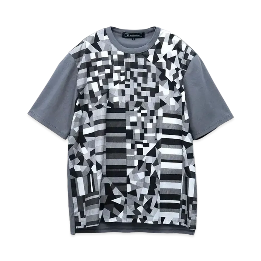 ANREALAGE Patchwork Print Broad T-Shirt "Grey"