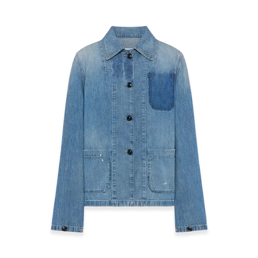Maison Margiela Women's Lived-In Finish Denim Workwear Shirt "Blue"