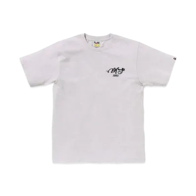 A BATHING APE Embroidery Style Souvenir Logo Tee "Gray"