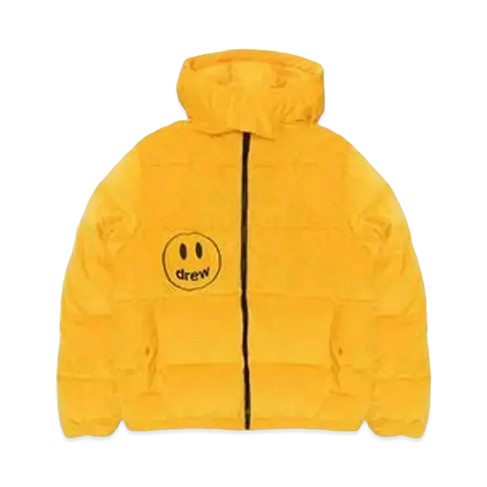 drew house Plush Hooded Puffer Jacket "Golden Yellow"