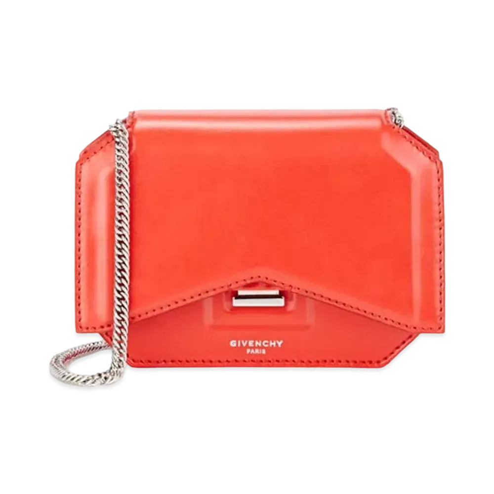 GIVENCHY Bowcut Leather Chain Shoulder Bag "Red"