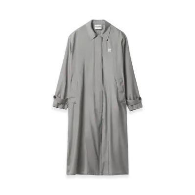 MIU MIU Women's Technical Silk Coat "Lead Grey"
