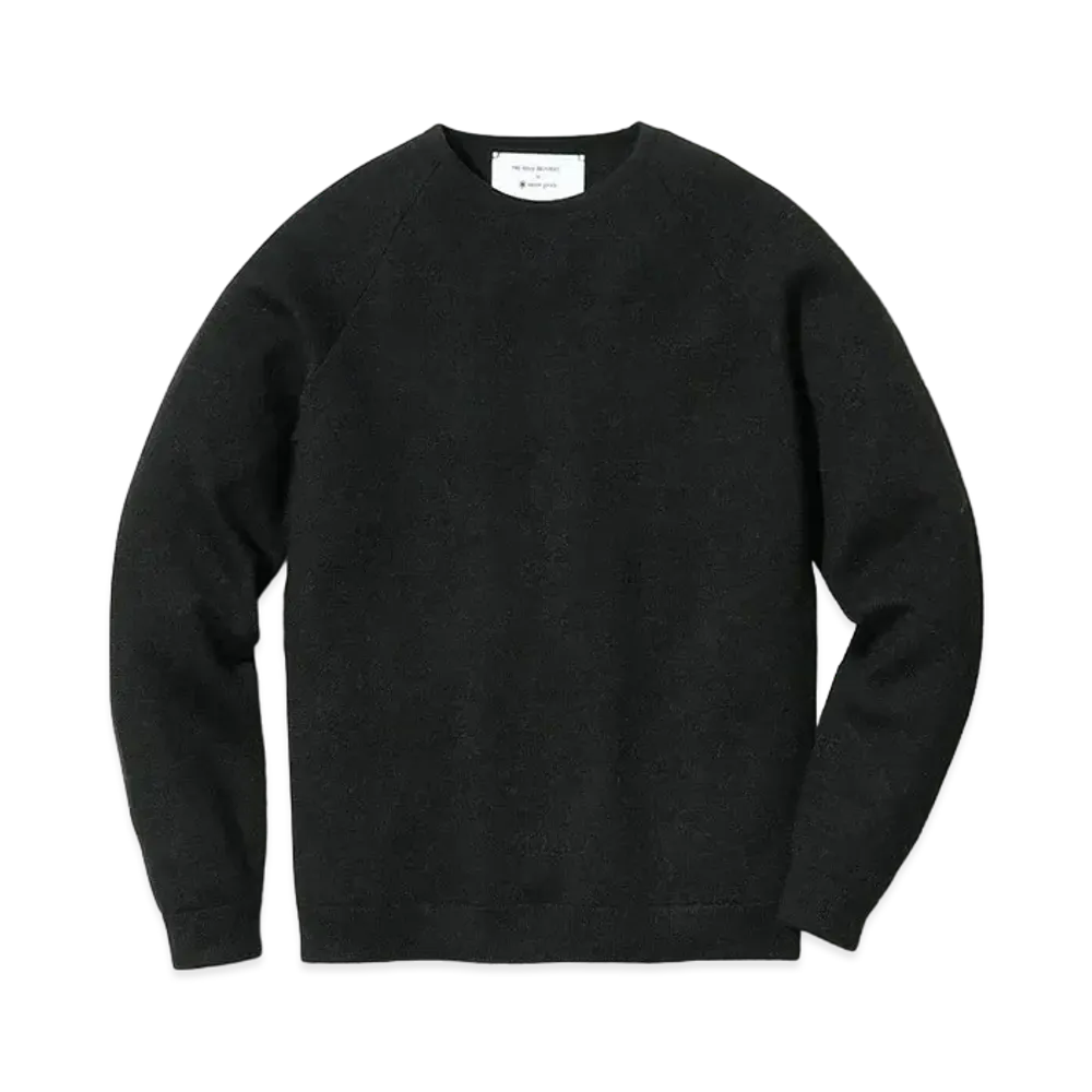 snow peak Raglan Crew Neck Knit Sweater "Black"