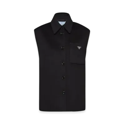 PRADA Women's Single-Breasted Cashgora Vest "Black"
