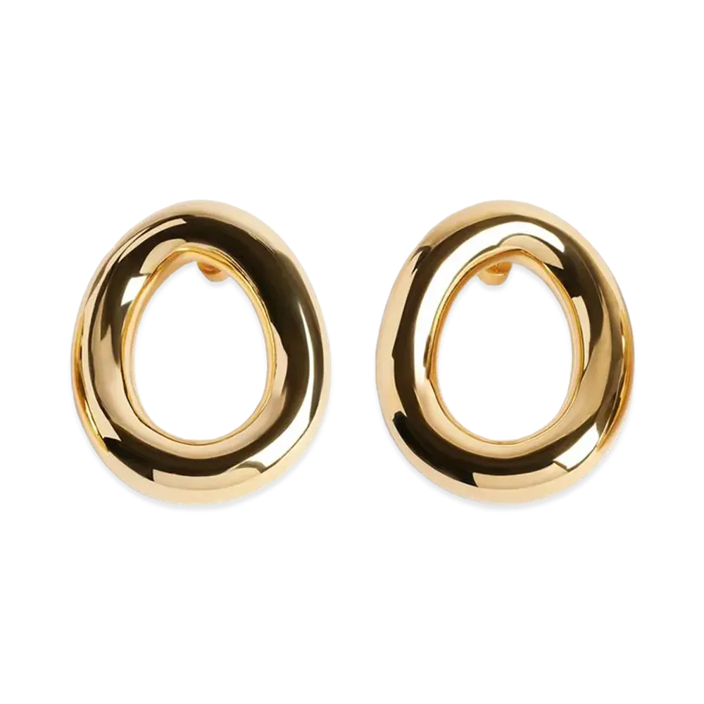 BALENCIAGA Women's Eisa Ellipse Earrings "Shiny Gold"