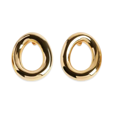 BALENCIAGA Women's Eisa Ellipse Earrings "Shiny Gold"