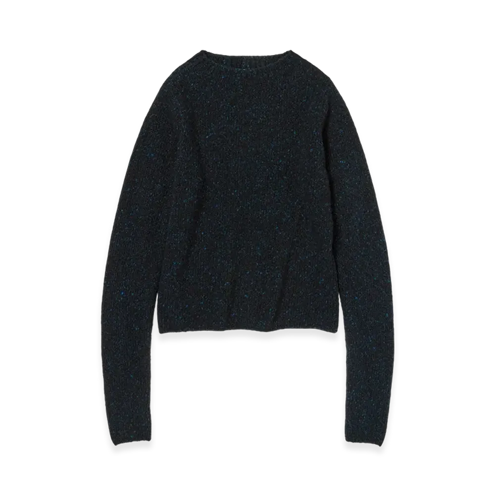 AURALEE Women's Cashmere Melange Knit P/O "Top Navy Black"