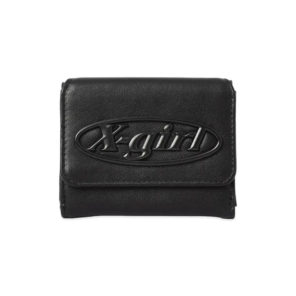X-Girl Tonal Oval Logo Buckle Faux Leather Mini Wallet "Black"