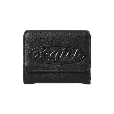 X-Girl Tonal Oval Logo Buckle Faux Leather Mini Wallet "Black"