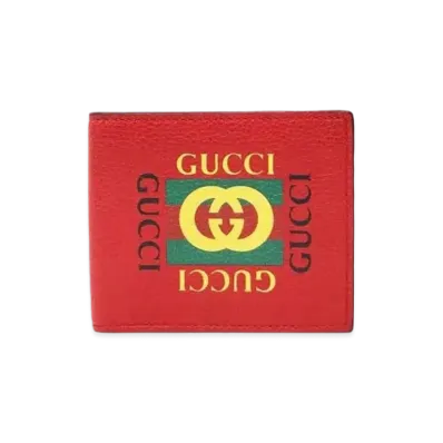 GUCCI Vintage Logo Print Bi-fold Wallet "Red"