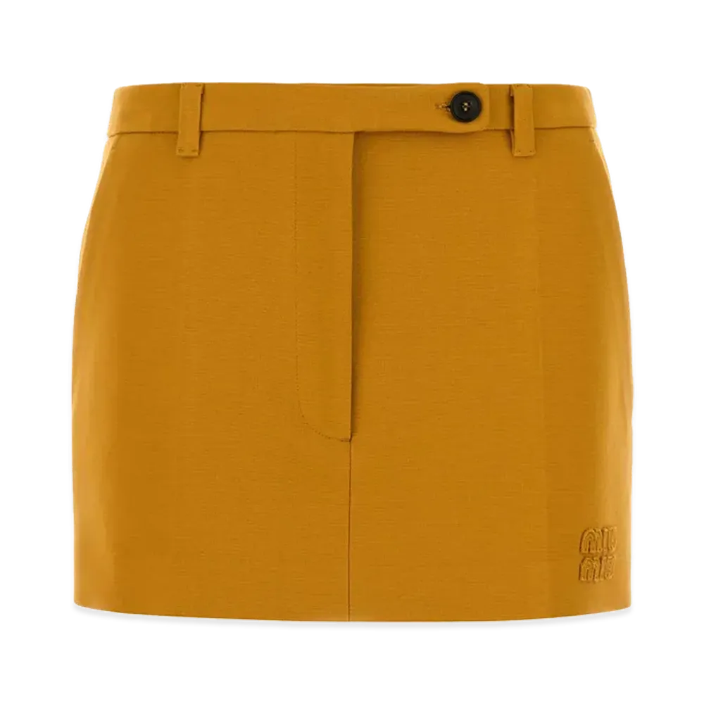 MIU MIU Women's Pastel Stretch Viscose Blend Mini Skirt "Orange"