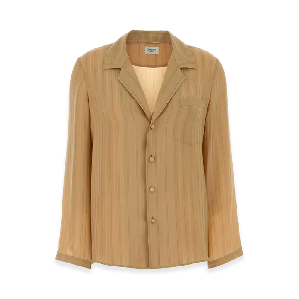 Saint Laurent Women's Embroidered Silk Shirt "Stripped"