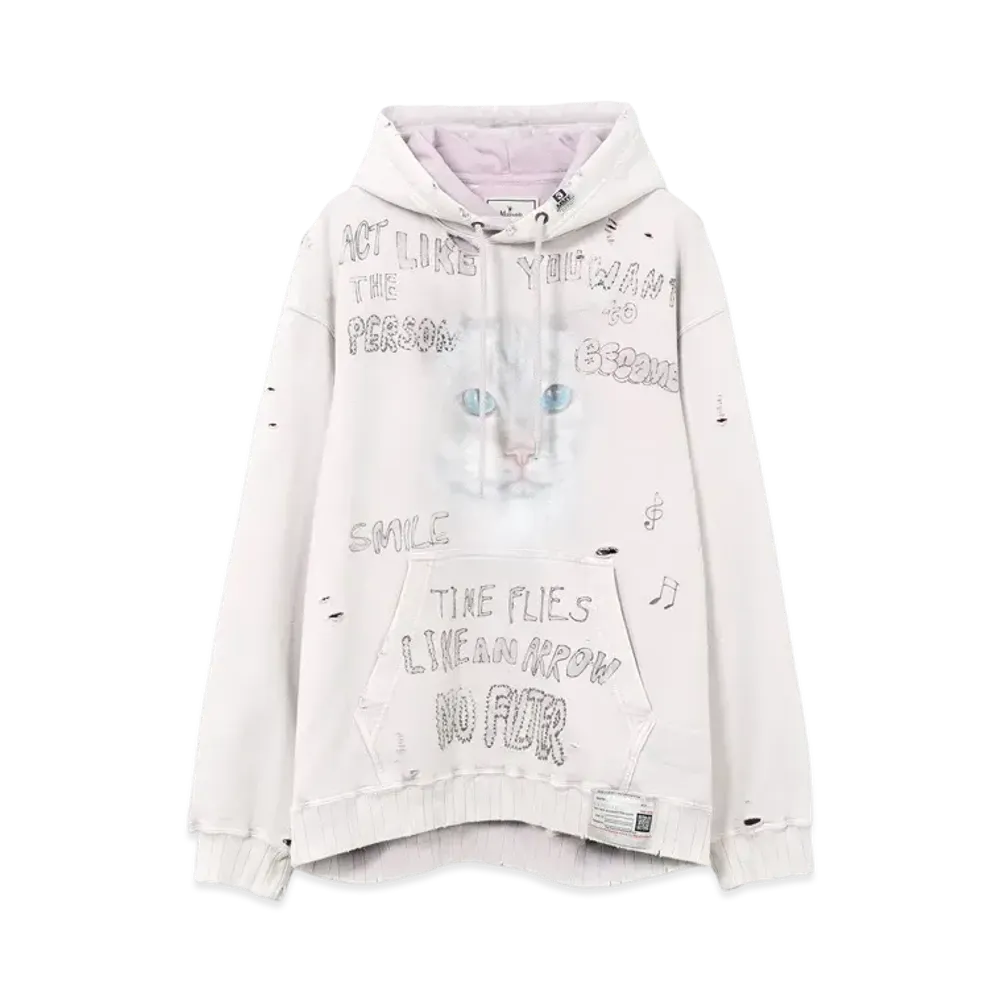 Maison MIHARA YASUHIRO Bleached Cat Print Hoodie "Pink"