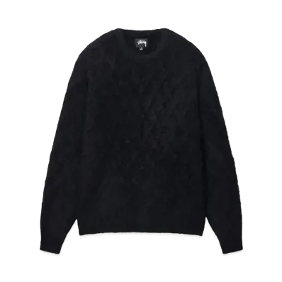 Stussy Fuzzy Lattice Crew Sweater "Black"