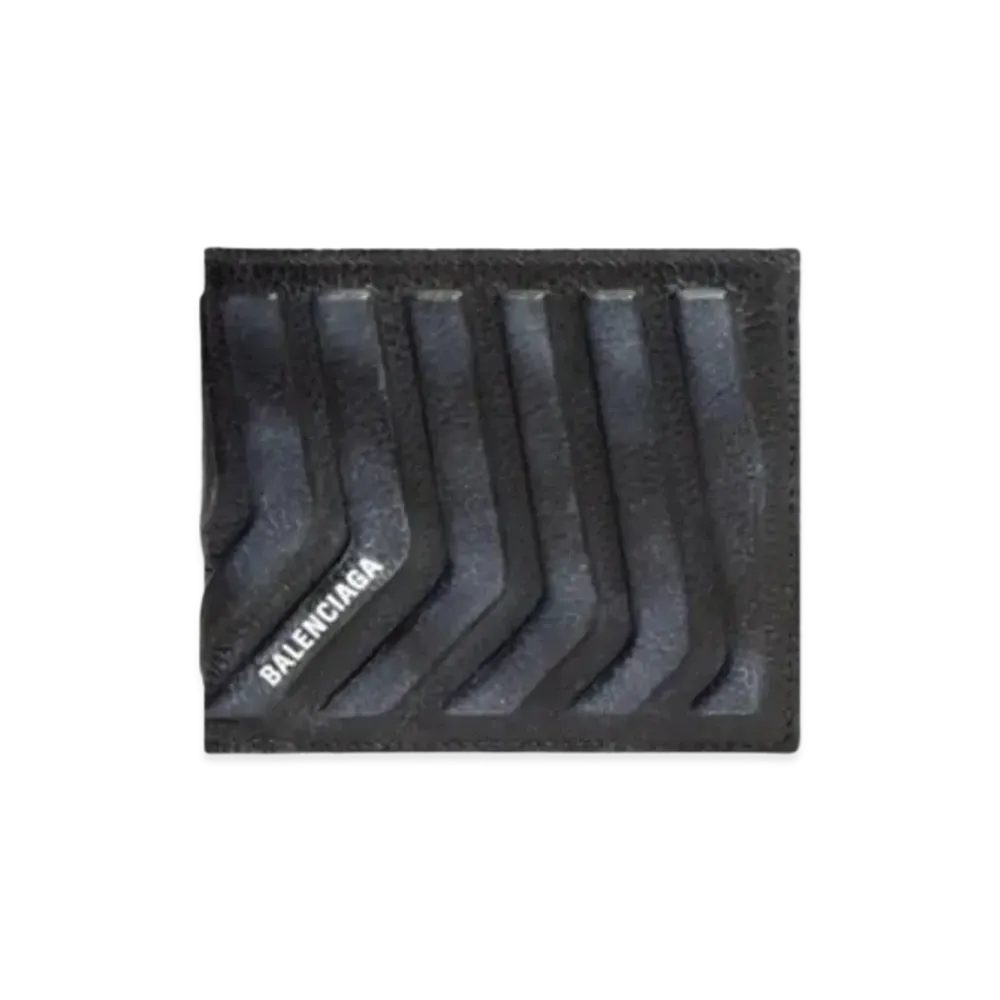 BALENCIAGA Car Square Folding Wallet Distressed "Black"