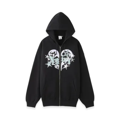 X-Girl Tribal Heart Zip Up Sweat Hoodie "Black"