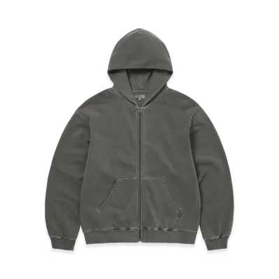 thisisneverthat Faded Thermal Zip Up Hoodie "Charcoal"