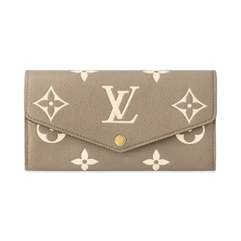Louis Vuitton Sarah Wallet Bicolor Monogram Empreinte Leather "Turtledove/Creme"
