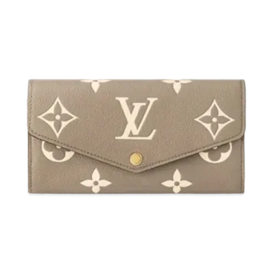 Louis Vuitton Sarah Wallet Bicolor Monogram Empreinte Leather "Turtledove/Creme"