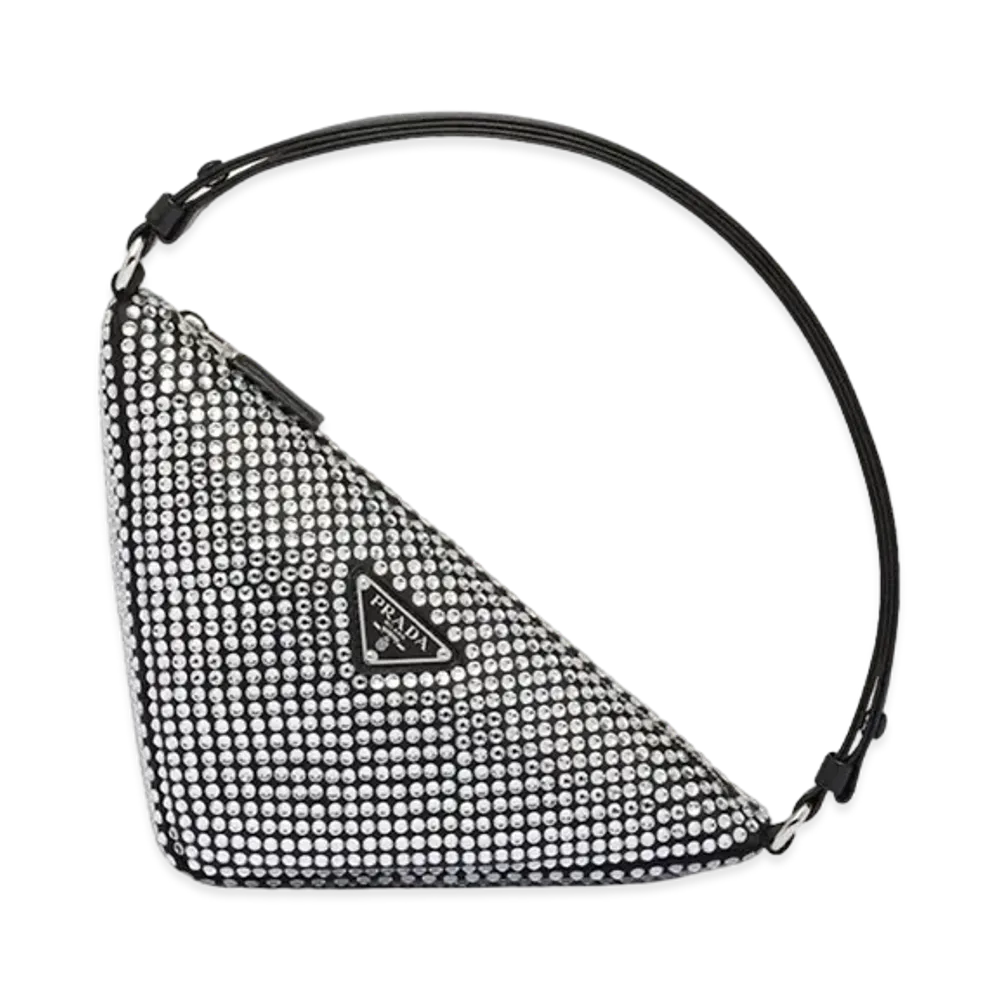 PRADA Crystal Studded Satin Pouch "Crystal"