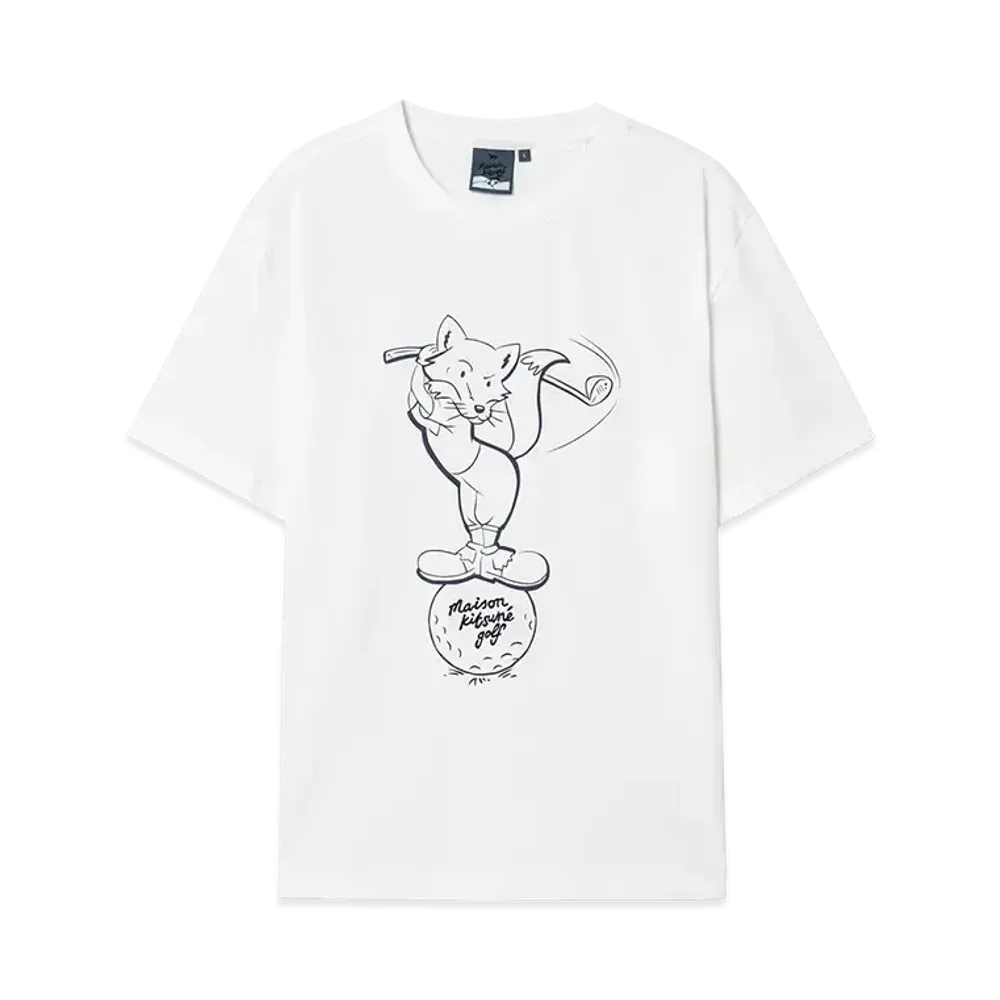 Maison Kitsune Golf Swing Fox Print T-Shirt "White"