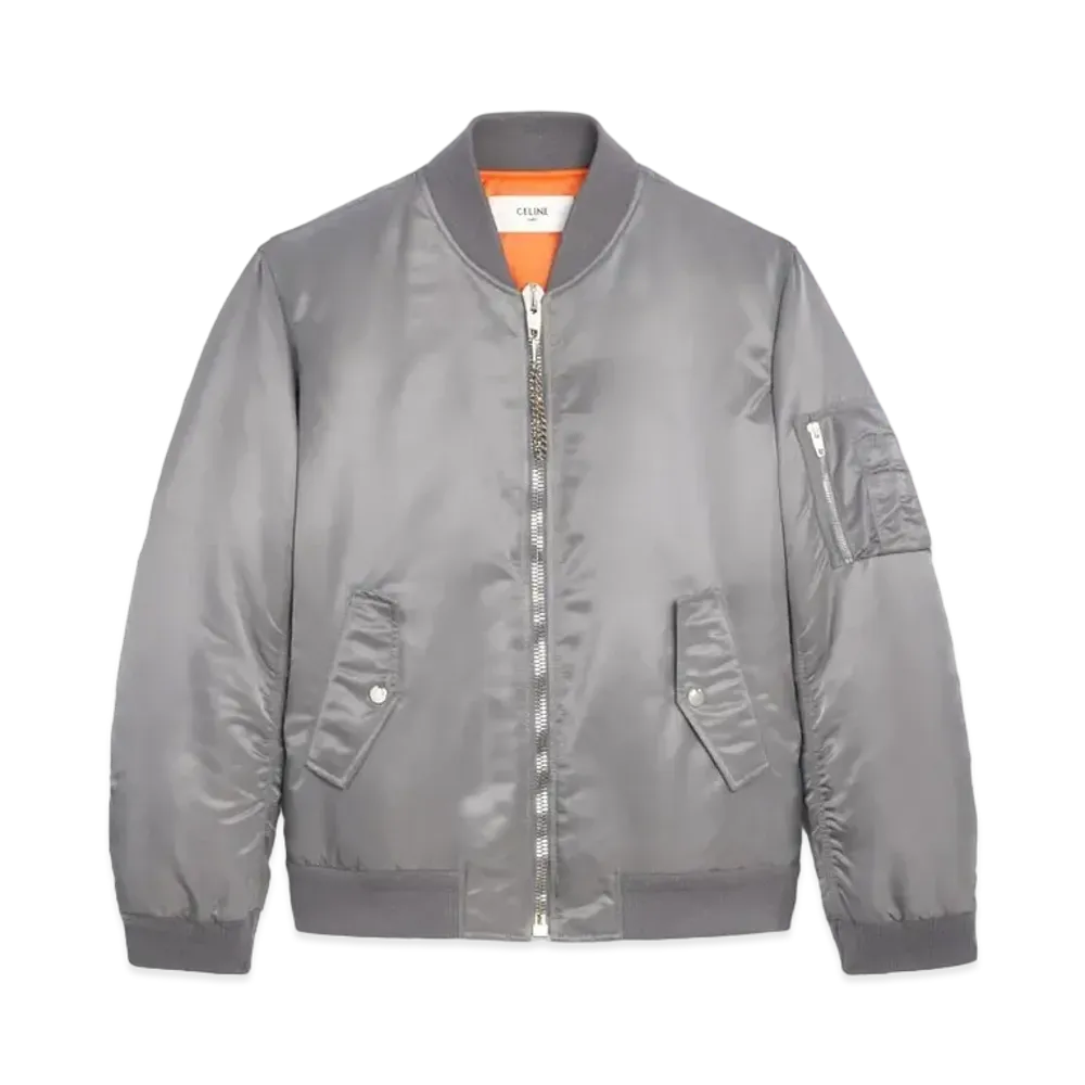 CELINE Loose Bomber Jacket / Nylon Twill "Gray"