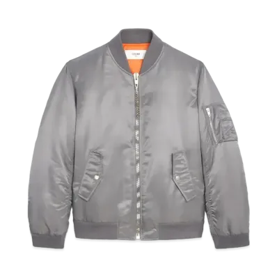 CELINE Loose Bomber Jacket / Nylon Twill "Gray"