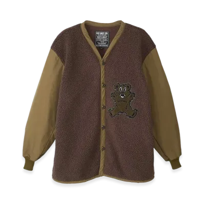 HYSTERIC GLAMOUR Fire Bear Patch Cardigan "Khaki"