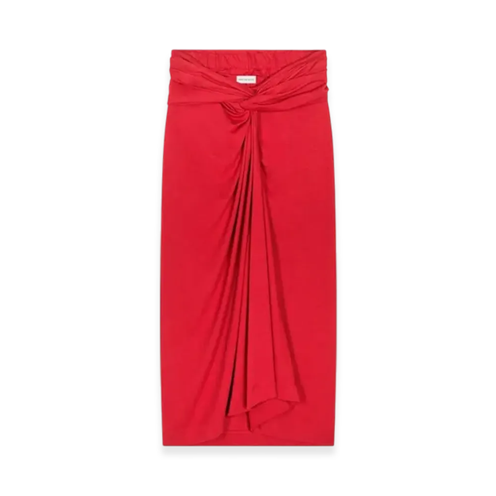 DRIES VAN NOTEN Women's Knotted Jersey Skirt "Red"