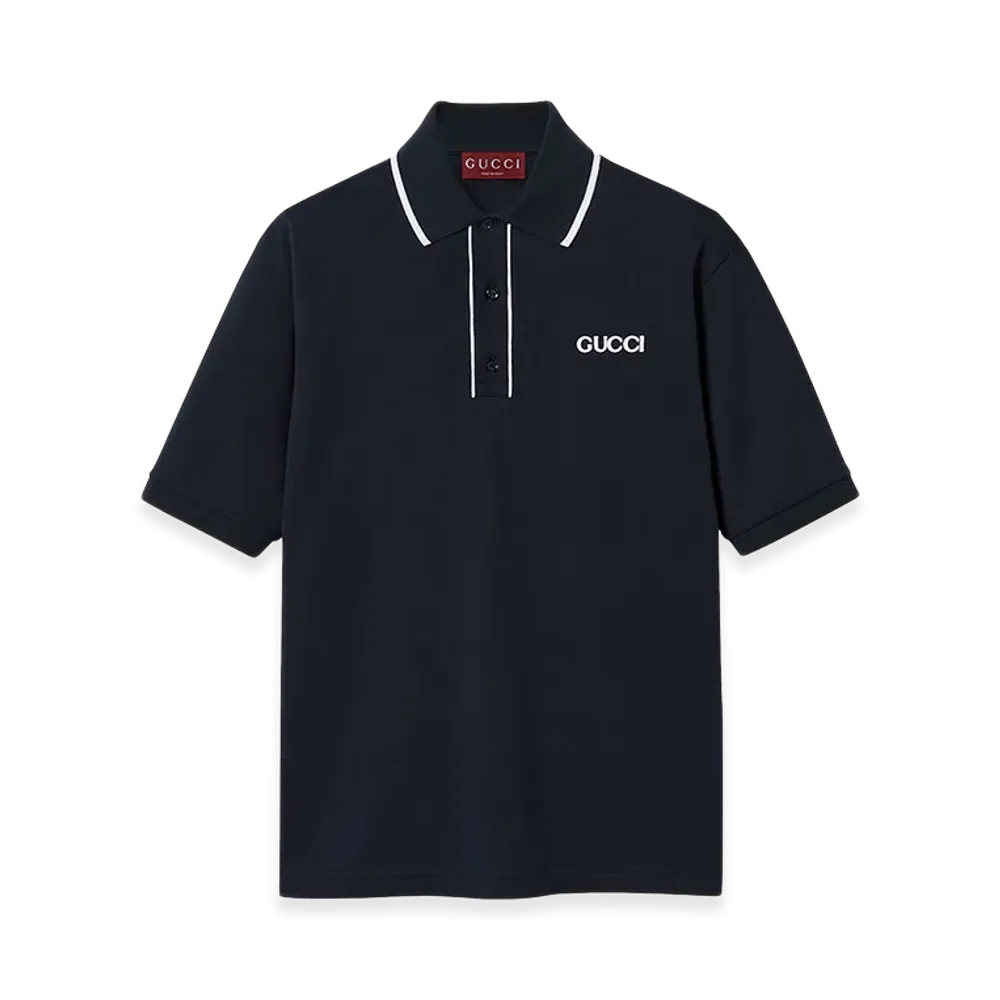 GUCCI Stretch Piquet Polo Shirt "Blue"