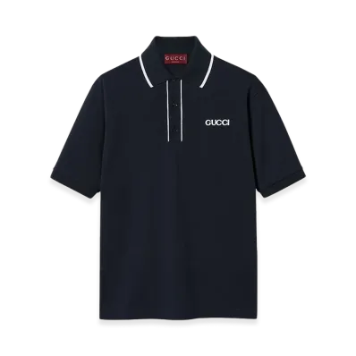 GUCCI Stretch Piquet Polo Shirt "Blue"