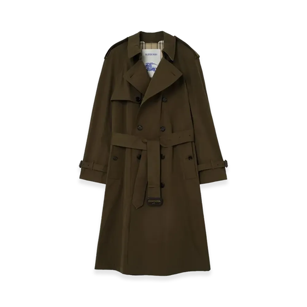 Burberry Long And Light Cotton Trench Coat "Green"