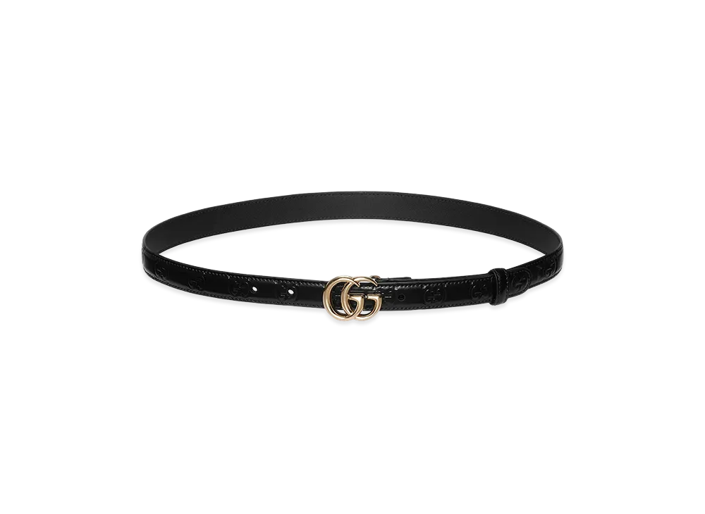 GUCCI Women's Leather GG Marmont Belt "Black"