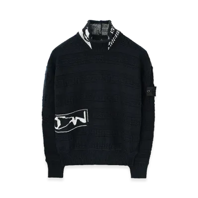 Stone Island Fair Isle Aran Mock Neck Knit_Chapter 1 "Black"